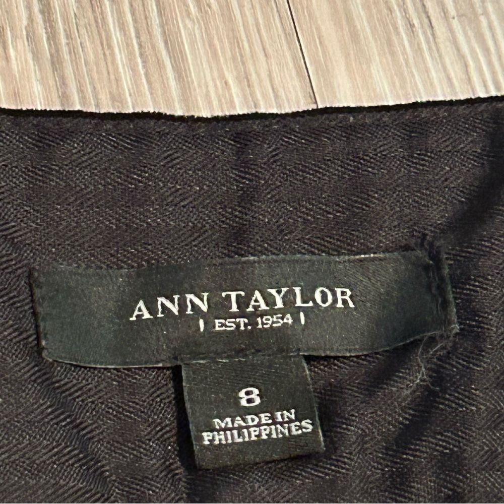 Ann Taylor Black Velveteen Pants High Waist Wide Leg Straight Leg Trouser 8 - Picture 12 of 16